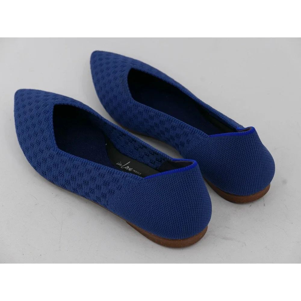 Rothy's The Point Flats Blue Knit Pointed Toe Washable Women's Size 7.5